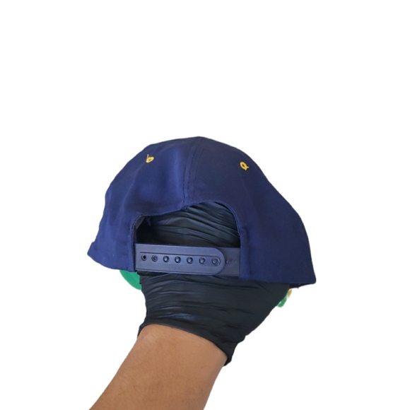 VTG 80s Michigan Wolverines Spellout University Snapback Cap Hat Snap Blue and y - Picture 5 of 15